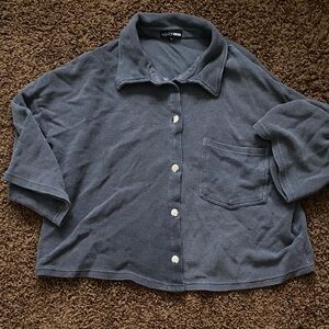 Fashion Nova Charcoal Button-Up Top